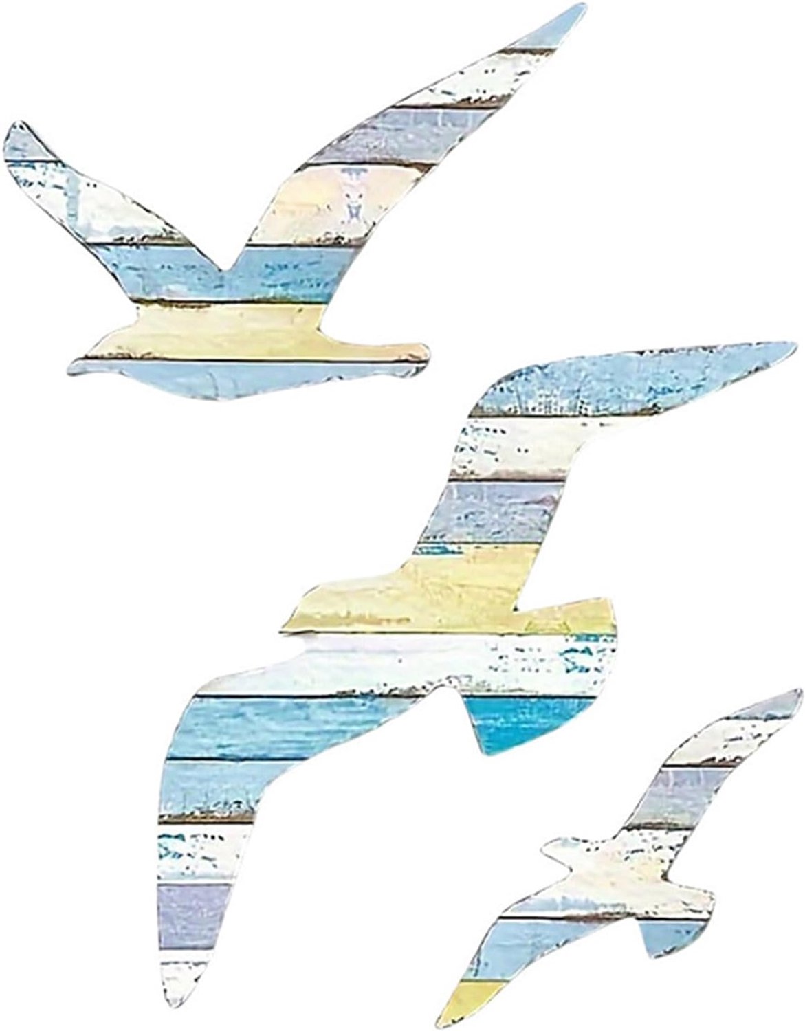 wanddecoraties strand 3 maten - maritiem houtlook - vogels - sfeervolle decoratie voor huis - ShopVlot