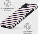 iPhone 13 hoesje met marineblauwe strepen, glanzend krasvast oppervlak en gemakkelijke toegang tot poorten.
