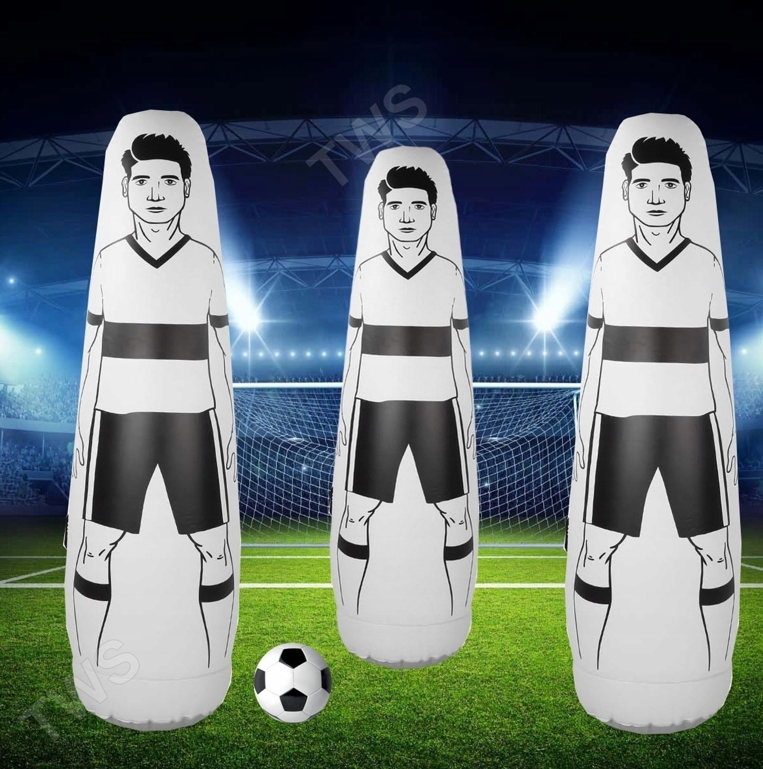 3x Opblaasbare Voetbalspeler - Zelfherstellend, 175cm, Inclusief Pomp