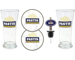 Pastis set 2 glazen - met coasters en schenktuit - perfect voor een gezellige avond - ShopVlot