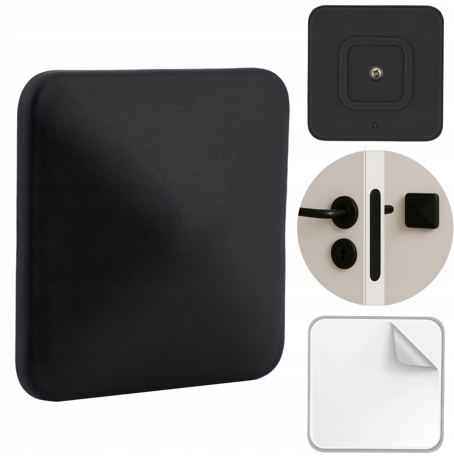 Zelfklevende Deurstopper Vierkant 50x50mm Zwart - Bescherming voor Muren