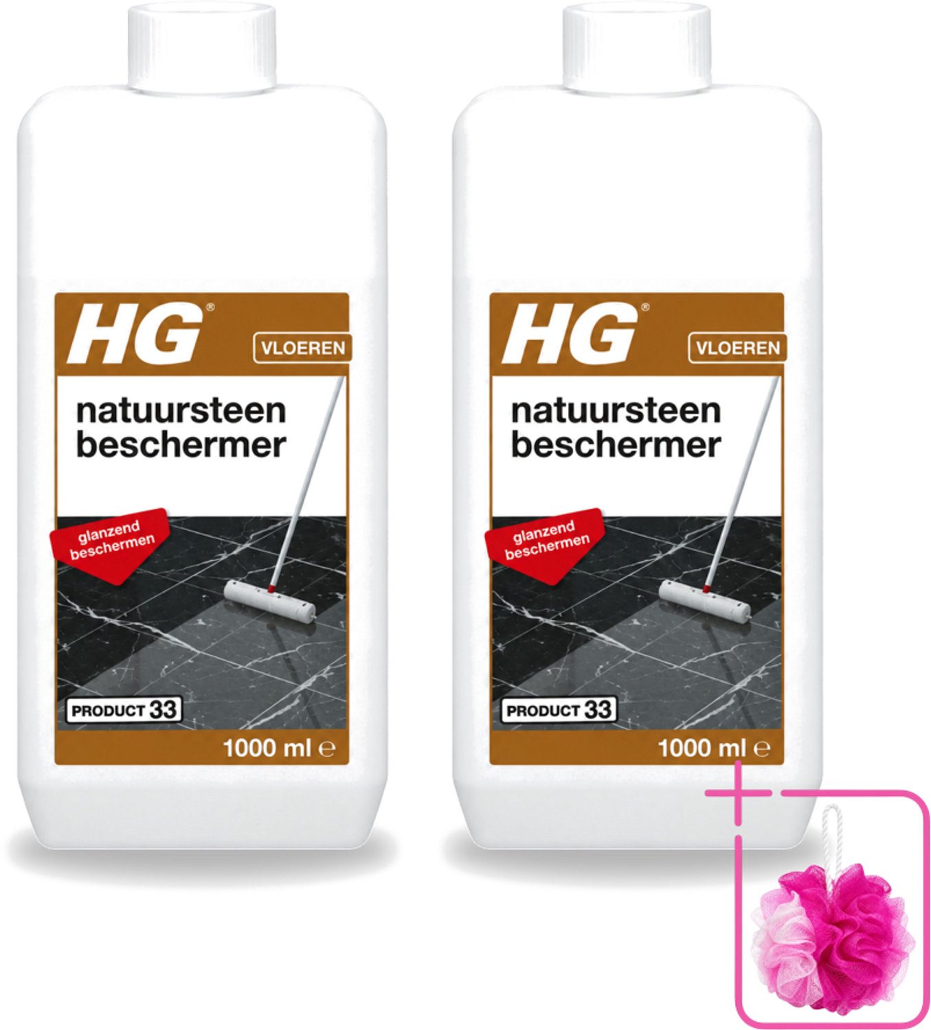 2 x HG - Natuursteen Beschermer - Glanzend Beschermen - Eenvoudig in Gebruik - 1L - Bulkverpakking - Natuursteen beschermer - Douchemop - Natuursteen beschermfilm