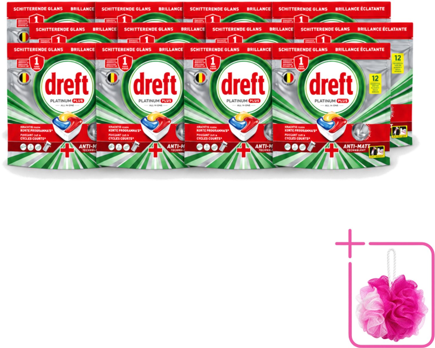 12 x Dreft – Vaatwastabletten – Platinum Plus All-in-One – Lemon – 12 Tabletten - Bulkverpakking - Vaatwasmiddelen - Douchemop - Vaatwastabletten