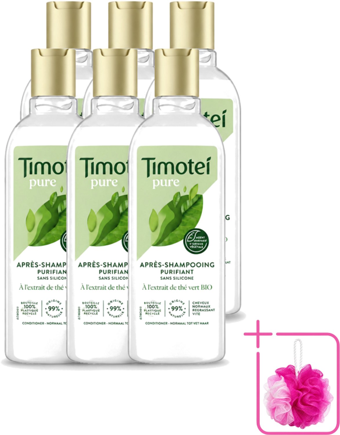 6 x Timotei Conditioner - pure groene thee - 300 ml - Bulkverpakking - Groene thee conditioner - Douchemop - Zachte haar