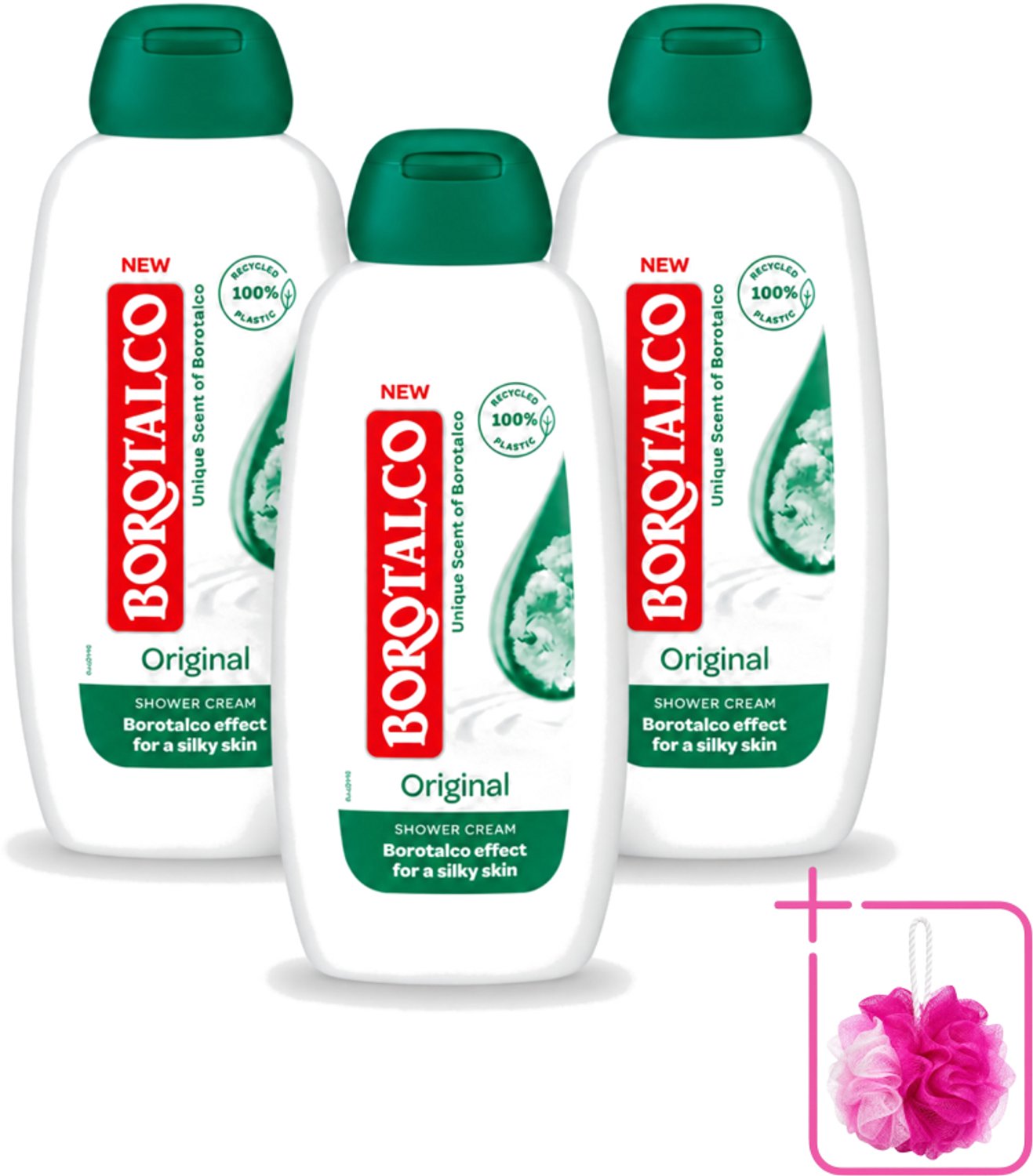 3 x Borotalco – Douchegel – Original – 250 ml - Bulkverpakking - Douchegel - Douchemop - Borotalco