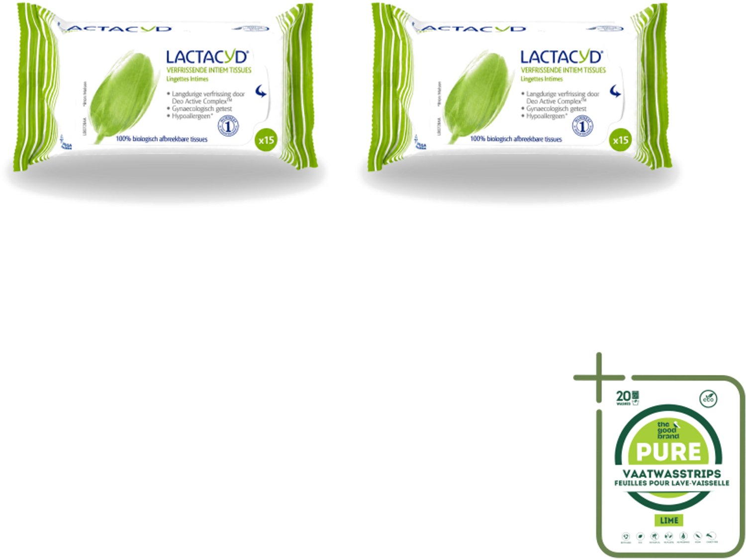 2 x Lactacyd - Intieme Doekjes - Verfrissend - Zeepvrij - Biologisch Afbreekbaar - 15 Doekjes - Grootverpakking - Intieme Doekjes - Verfrissend - Biologisch Afbreekbaar - Melkzuur - Menthol