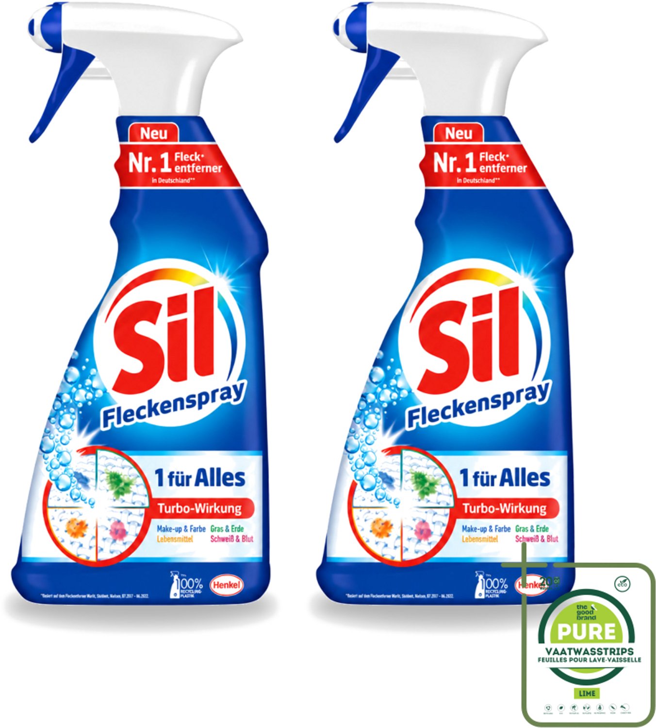 2 x Sil - Vlekverwijderaar - Spray - 500 ml - Grootverpakking - Vaatwasstrips - Vlekverwijderaar - Wasmiddel - Stofverwijderaar - Vlekken Verwijderen - Wasmachine
