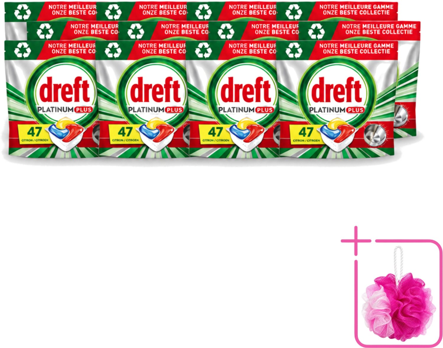 12 x Dreft Platinum Plus - All In One - Vaatwascapsules - Anti-Matt Technologie - Citroen - 47 Afwasbeurten - Bulkverpakking - Vaatwasmiddel - Vaatwascapsule