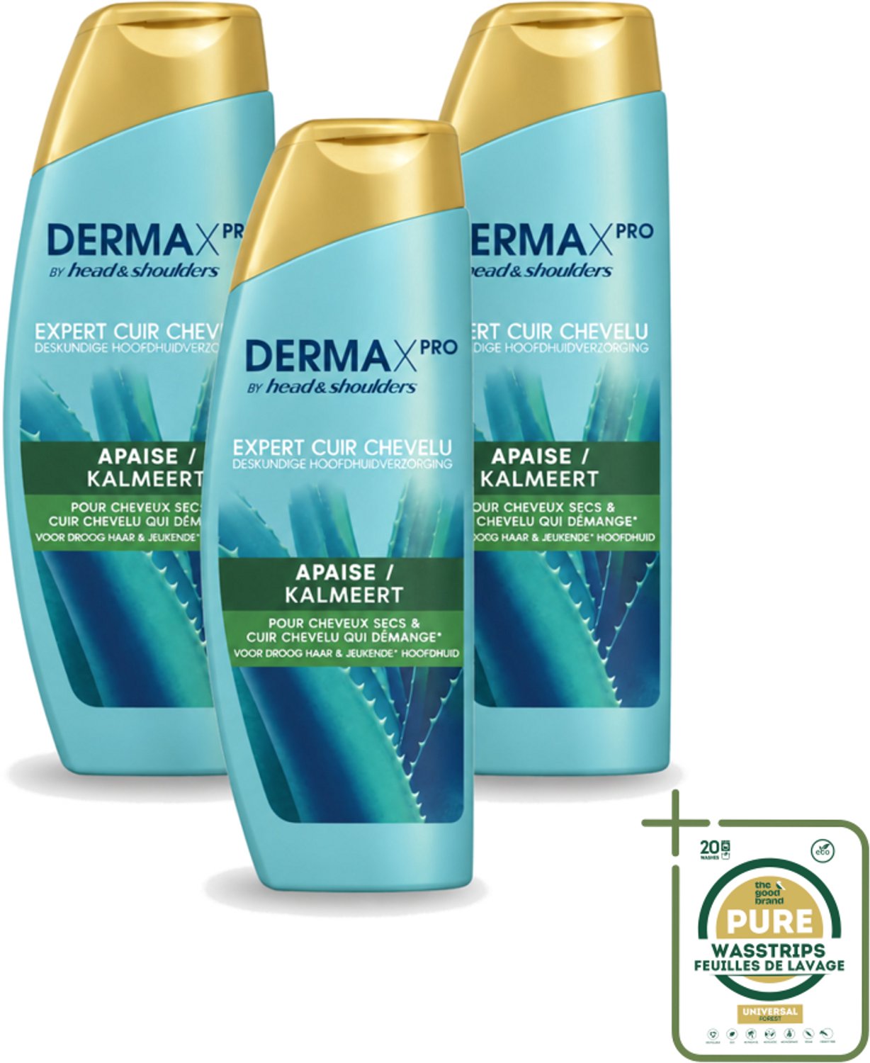 3 x Head & Shoulders - DermaX Pro - Anti-Roos Shampoo - Kalmeert - 470 ml - Wasstrips - Anti-roos Shampoo - Droge Hoofdhuid - Jeuk - Hoofdhuid Verzorging - Kalmerend Shampoo