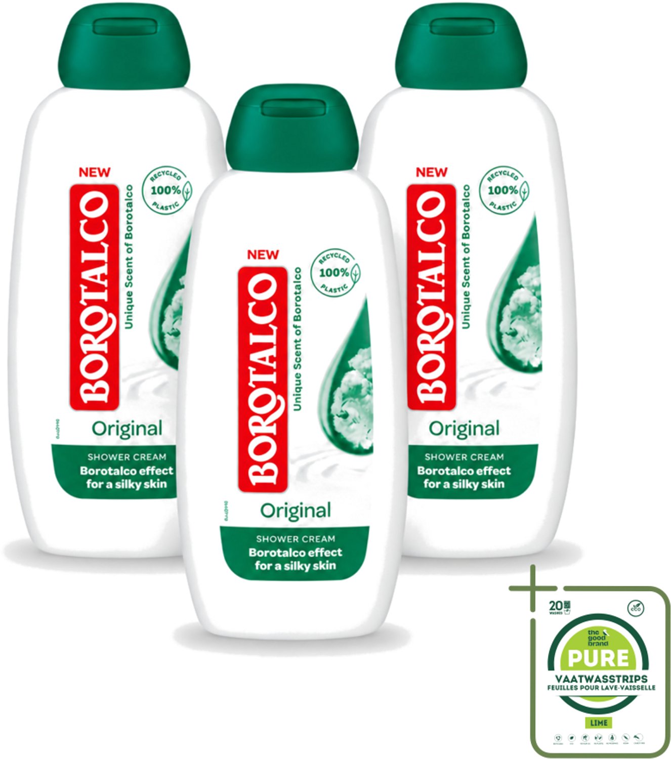 3 x Borotalco – Douchegel – Original – 250 ml - Grootverpakking - Vaatwasstrips - Douchegel - Borotalco - Huidverzorging - Douchegel Voor Gevoelige Huid - Douchegel Voor Droge Huid