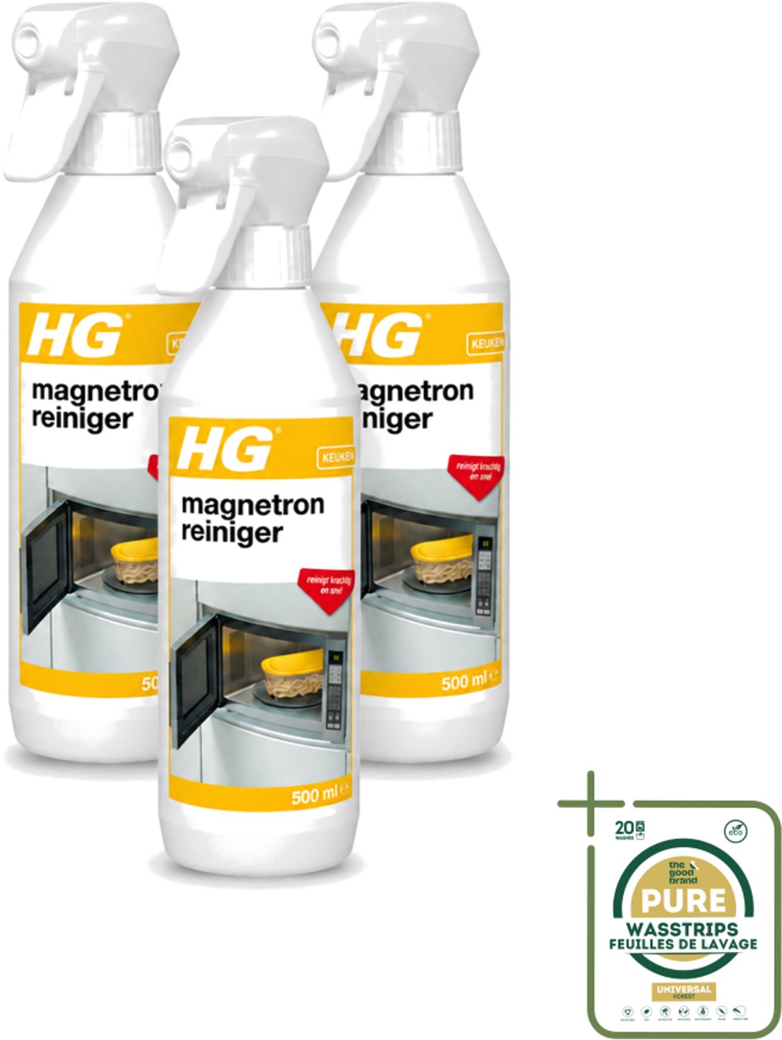 3 x HG - Magnetronreiniger - Reinigt Krachtig & Snel - 500 ml - Magnetron Reinigen - Magnetron Reiniger - Magnetron Reinigen Snel - Magnetron Vet Verwijderen - Magnetron Etensresten Verwijderen