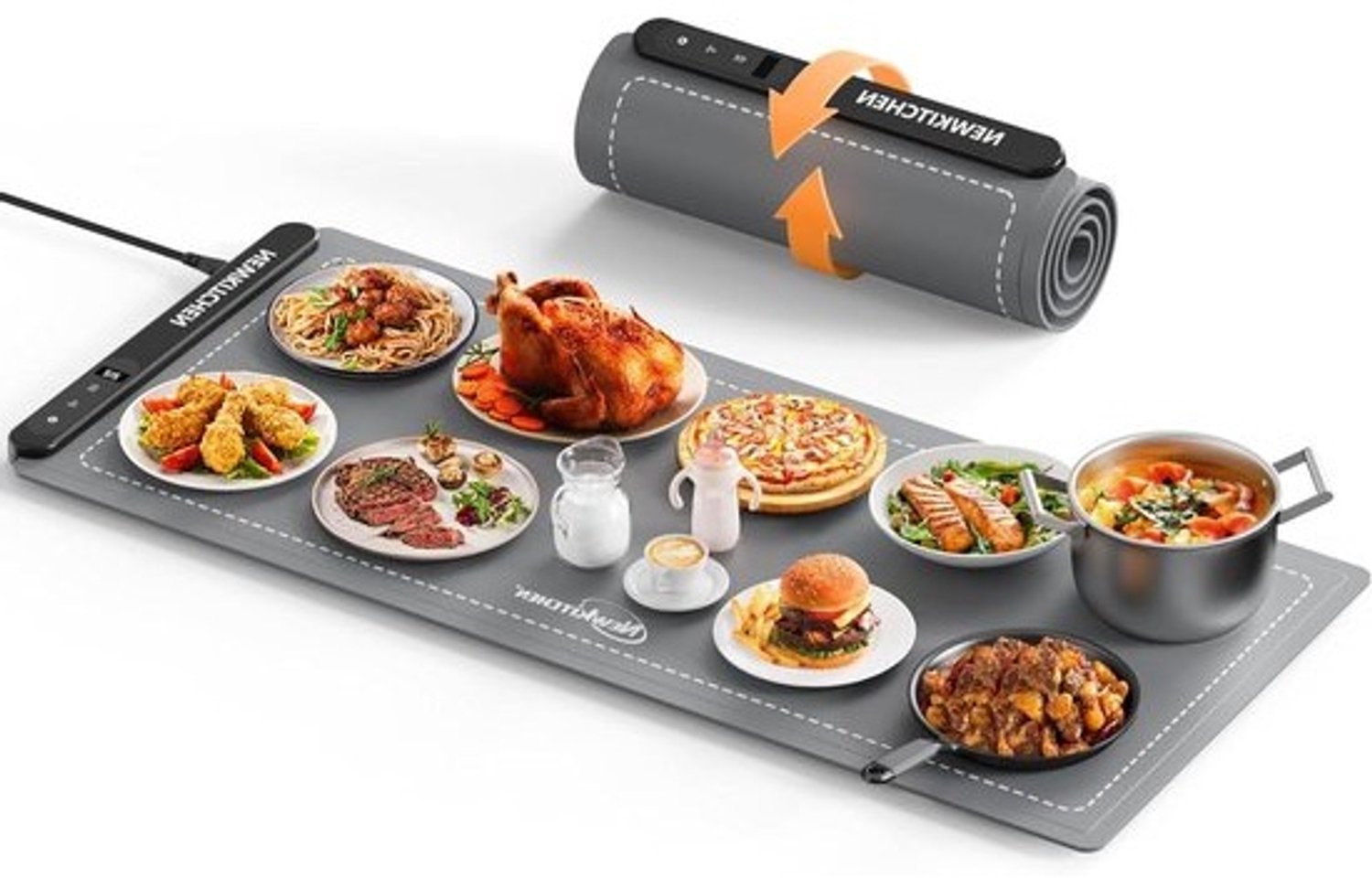 Verwarmingsmat Voedsel - Buffetwarmer Voedselwarmer - Buffetten Warm Houden - XXL Formaat - 91 x 40 cm - Donker Grijs
