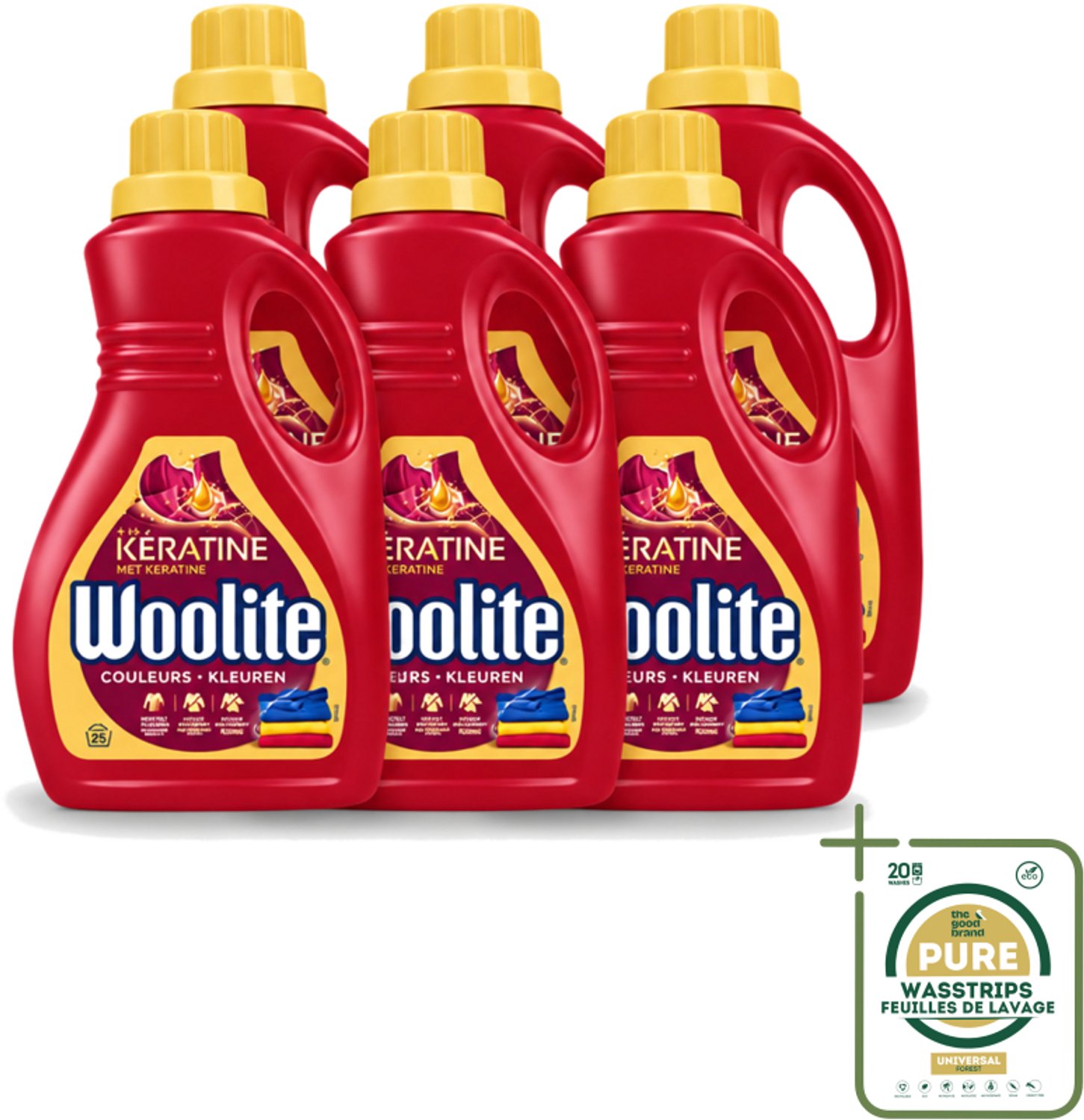 6 x Woolite Color - Vloeibaar Wasmiddel - Met Keratine - Gekleurde Was - 25 Wasbeurten - 1,5L - Wasstrips - Gekleurde Was - Keratine Wasmiddel - Kleurbehoud - Vloeibaar Wasmiddel - Wasmiddel Voor Gekleurde Kleding