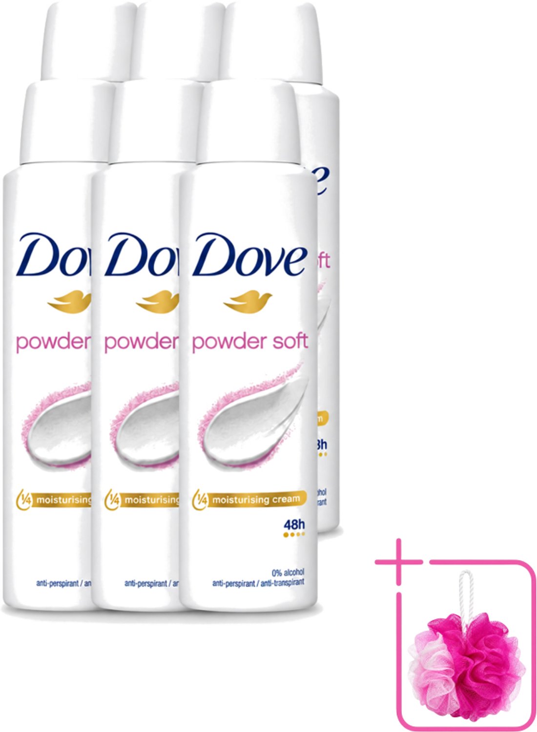 6 x Dove - Deospray - Powder Soft - 150 ml - Bulkverpakking - Deodorant - Douchemop - Poeder