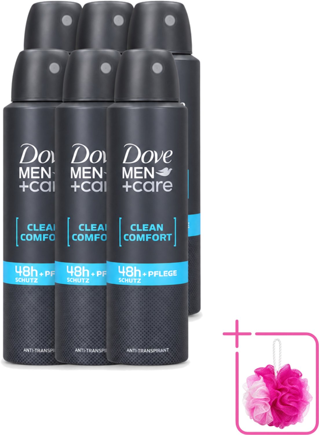 6 x Dove Men+Care - Clean Comfort - Deospray - Anti-Transpirant - 150 ml - Bulkverpakking - Dove Men+Care - Douchemop - Deospray