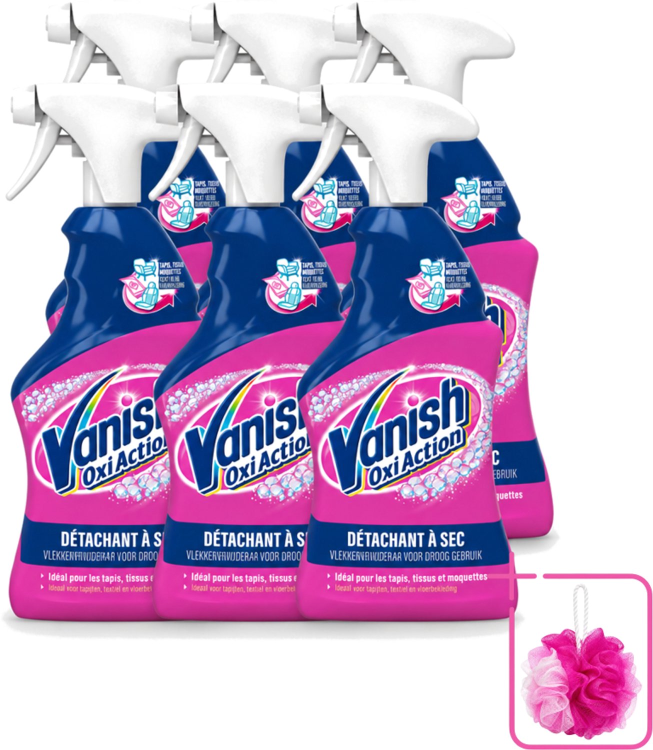 6 x Vanish Oxi Action - Vlekkenverwijderaar Spray - Voor Tapijt. Textiel & Vloerbekleding - 500 ml - Bulkverpakking - Vlekkenverwijderaar - Douchemop - Tapijt reinigen