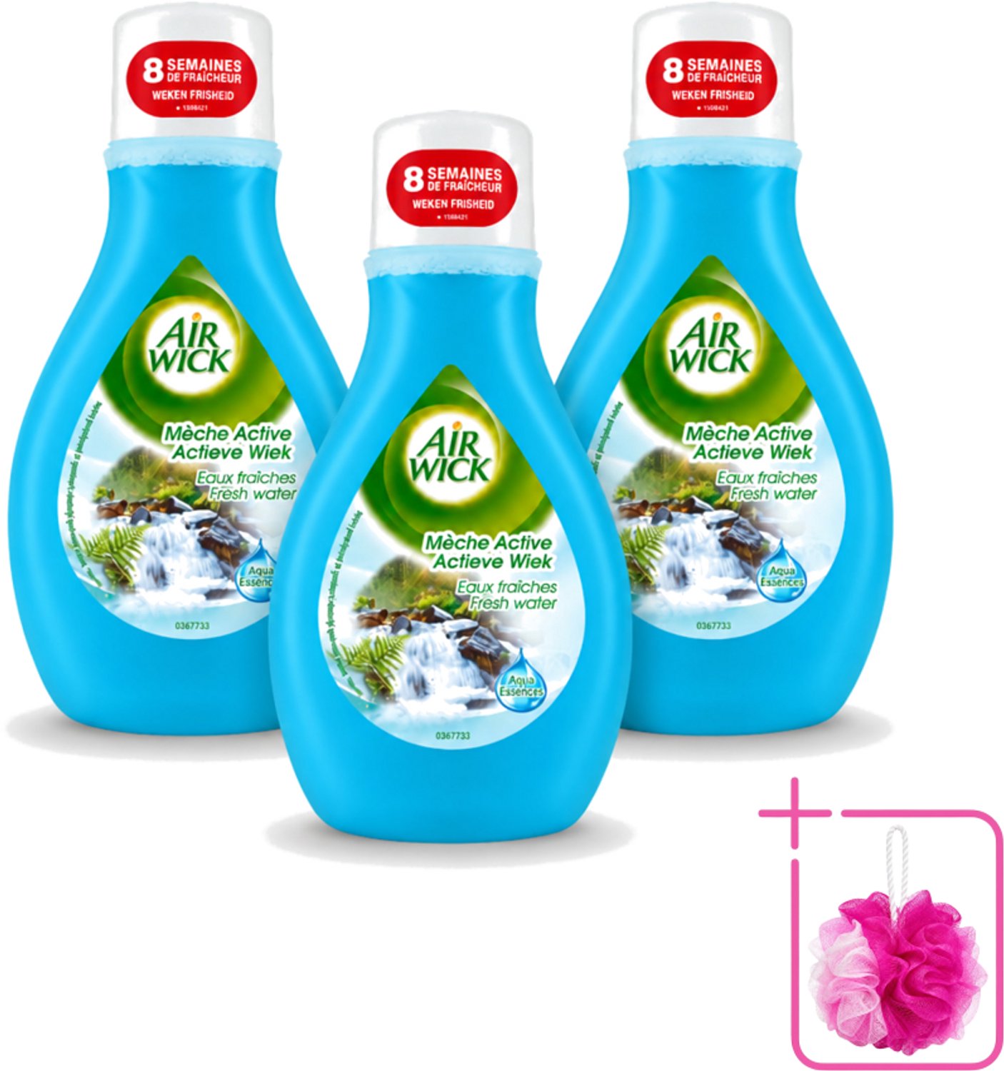 3 x Air Wick – Luchtverfrisser – Actieve Wiek Fresh Water – 375 ml - Bulkverpakking - Luchtverfrisser - Frisse geur