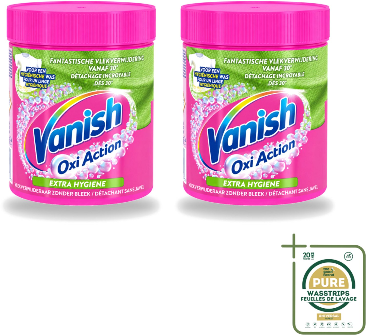 2 x Vanish Oxi Action - Extra Hygiene - Vlekkenverwijderaar Poeder - Zonder Bleek - Gekleurde Was - 470 Gram - Wasstrips - Wasmiddel - Vlekverwijderaar - Hygiëne - Gekleurde Was - Wasbeurt