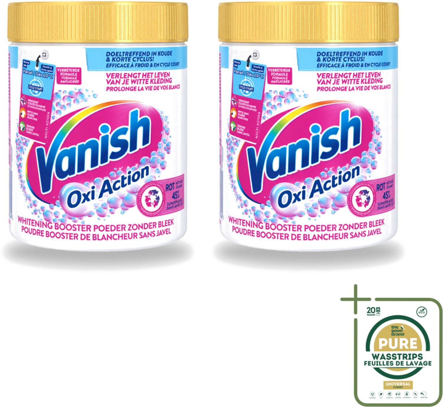 2 x Vanish Oxi Action - Vlekkenverwijderaar - Wasbooster - Zonder Bleek - Witte Was - 530 Gram - Wasstrips - Vlekkenverwijderaar - Wasbooster - Witte Was - Geurneutraliserend - Bleekvrije Was
