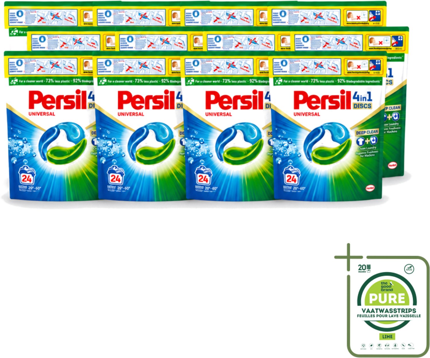 12 x Persil – Wasmiddel Discs – Universeel - 24 Capsules - Grootverpakking - Vaatwasstrips - Wasmiddel - Wascapsules - Vlekverwijdering - Frisheid - Kleurbehoud