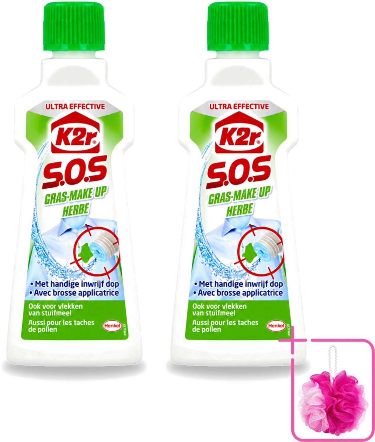 2 x K2R - SOS Vlekverwijderaar - Gras & Make-up - 50ml - Bulkverpakking - Vlekverwijderaar - Douchemop - Grasvlek