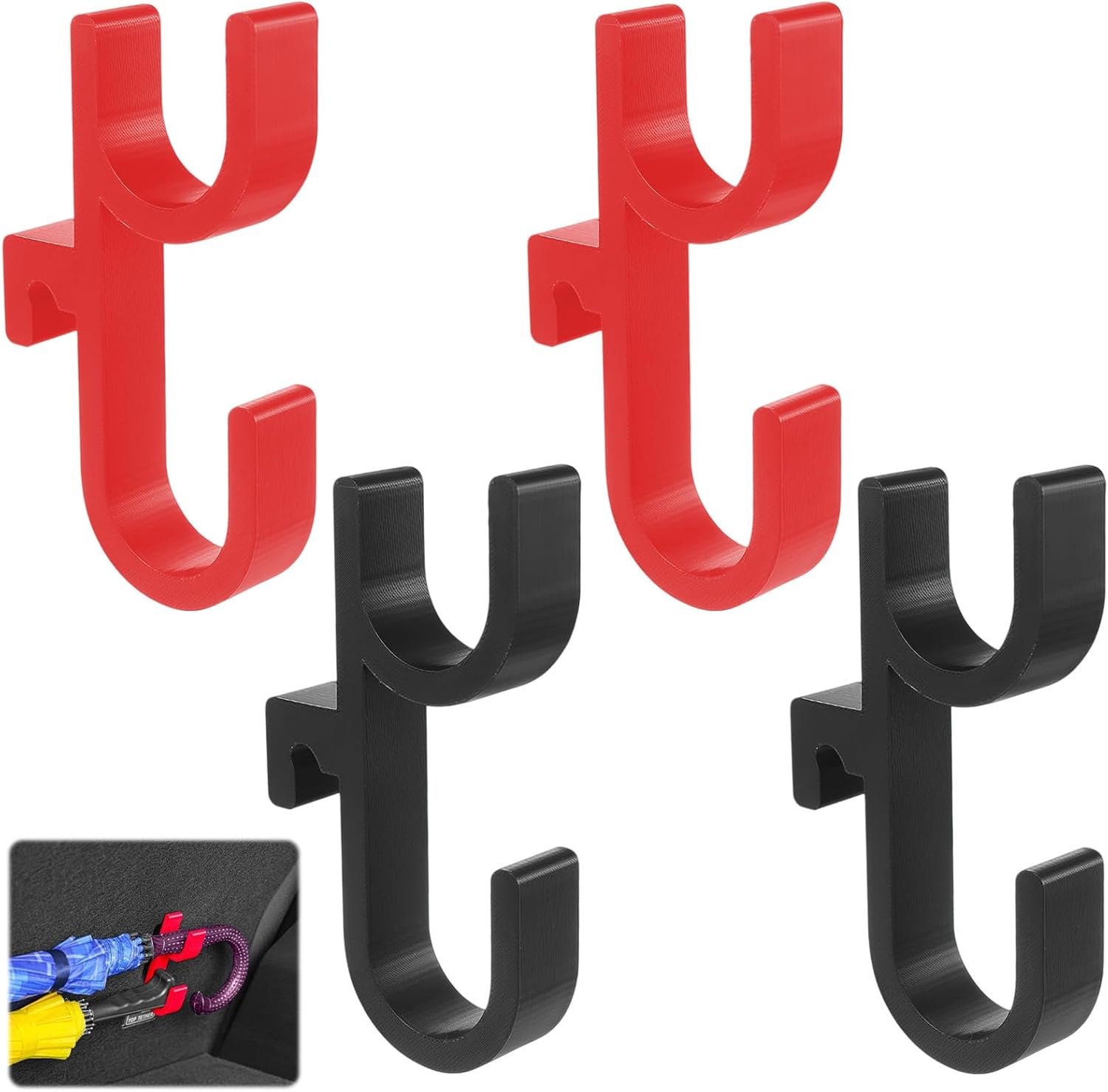 Auto parapluhouders 4-pack - 13 x 7 x 2 cm - zwart, rood - stevige constructie - voor trunk - ShopVlot