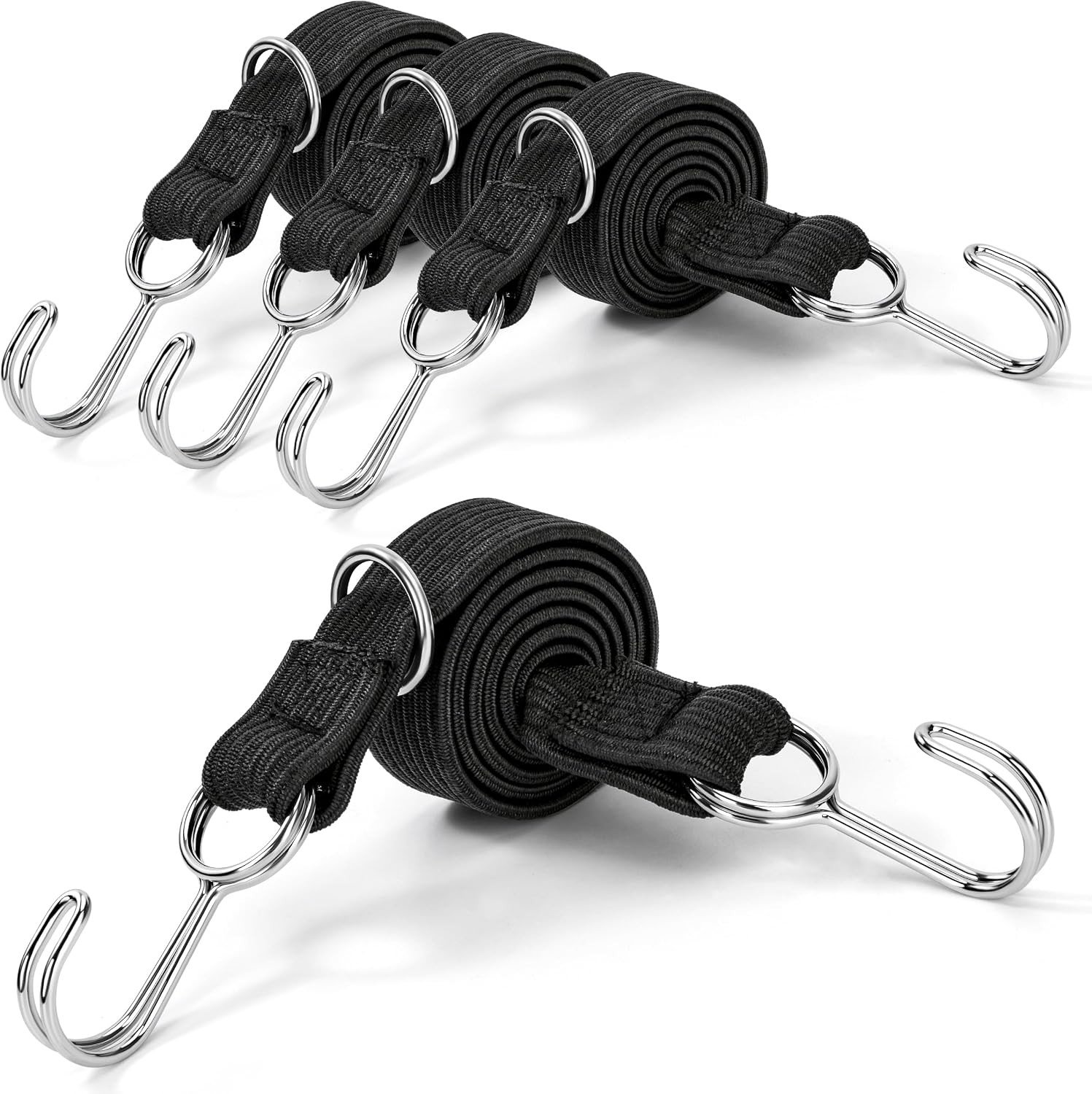 Spanrubber met Haken - Zwart - 100 cm - Extra Sterke Elastische Band - Voor Fiets, Motorfiets en Autotransport