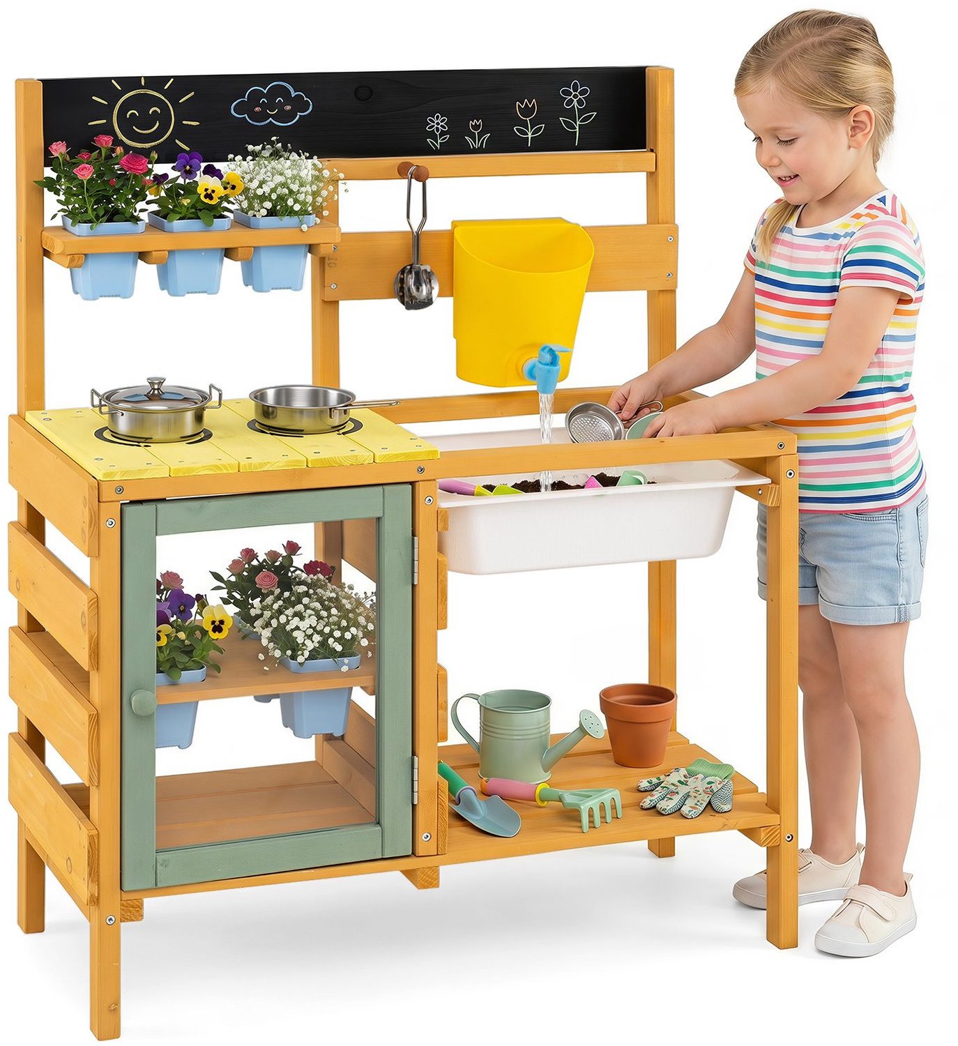 SureDeal® - Speelgoedkeuken - Modderkeuken Kinderen Buiten - 69x29x85 cm - Geel
