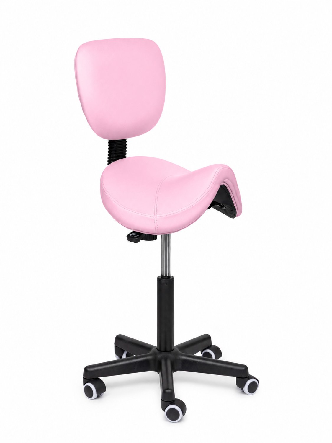 Ergonomische Zadelkruk met Rugleuning Comfort Roze op Wielen Laag (40-57cm) / Met voetsteun / Standaard wielen