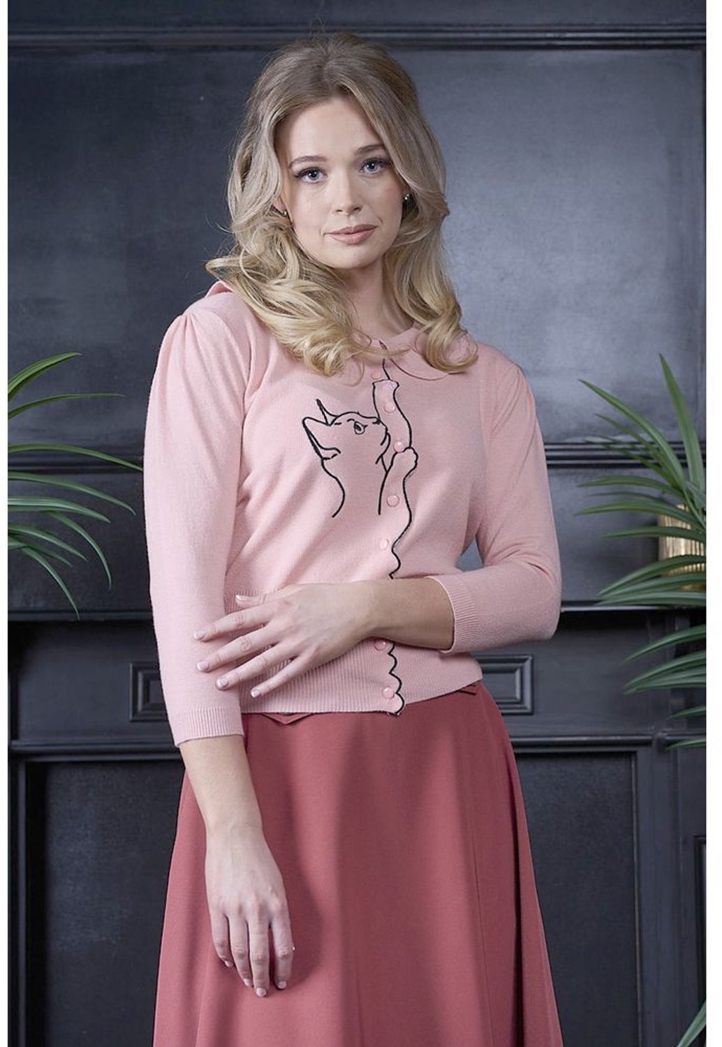 Banned - Cat Scalloped Cardigan - S - Roze