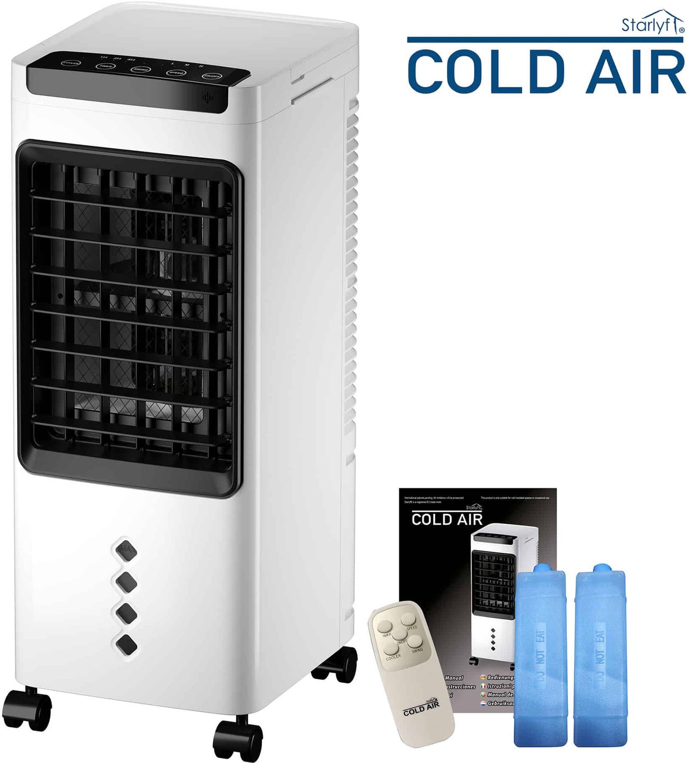 Starlyf Cold Air Aircooler 3-in-1 - Luchtkoeler met Luchtbevochtiger en Filter - 3 Snelheden, 90 Graden Zwenk en Timer