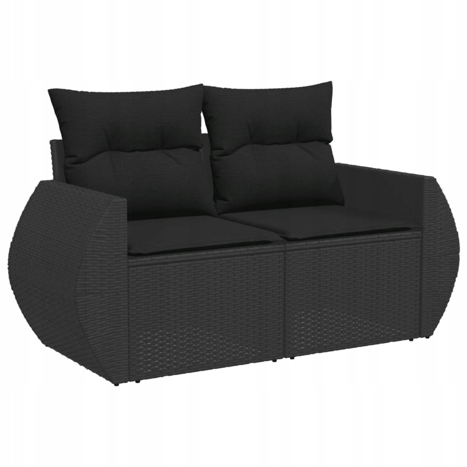 Comfortabele 2-persoons loungeset tuinmeubelen zwart polyrattan