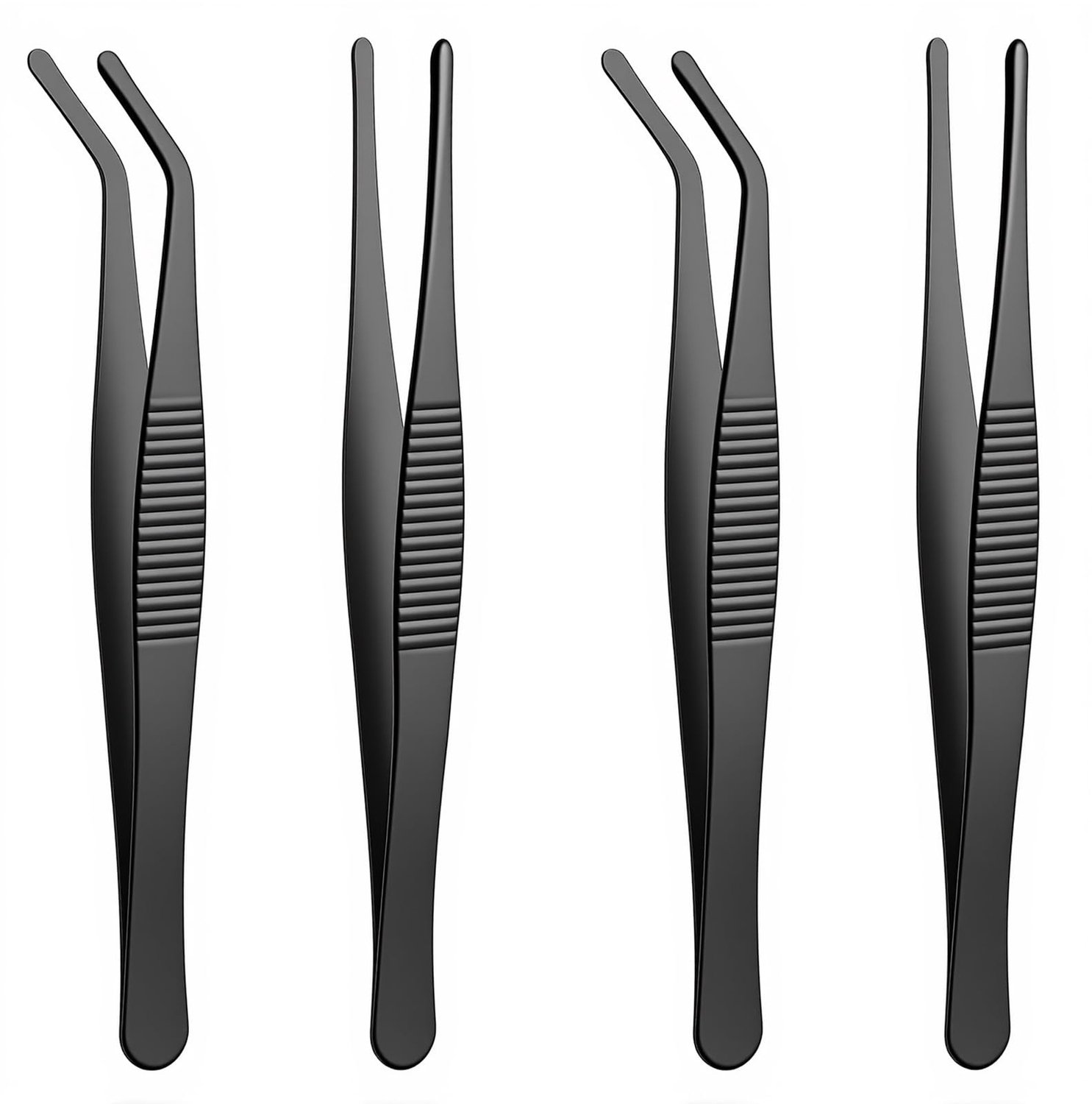 Pincetten 14 cm - gebogen en recht - roestvrij staal - ideaal voor elektronica en laboratoriumwerk - ShopVlot