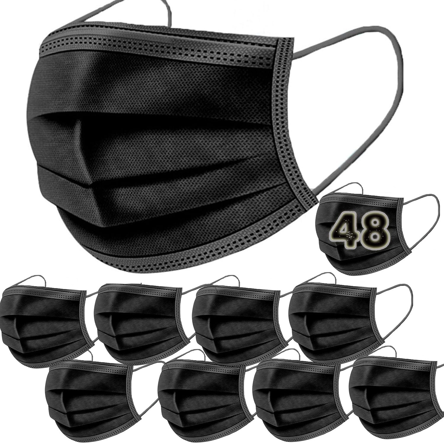Hygiënische maskers 48 stuks - 3-laags wegwerpbescherming - CE-gecertificeerd - Hoge filtratie - Vemera