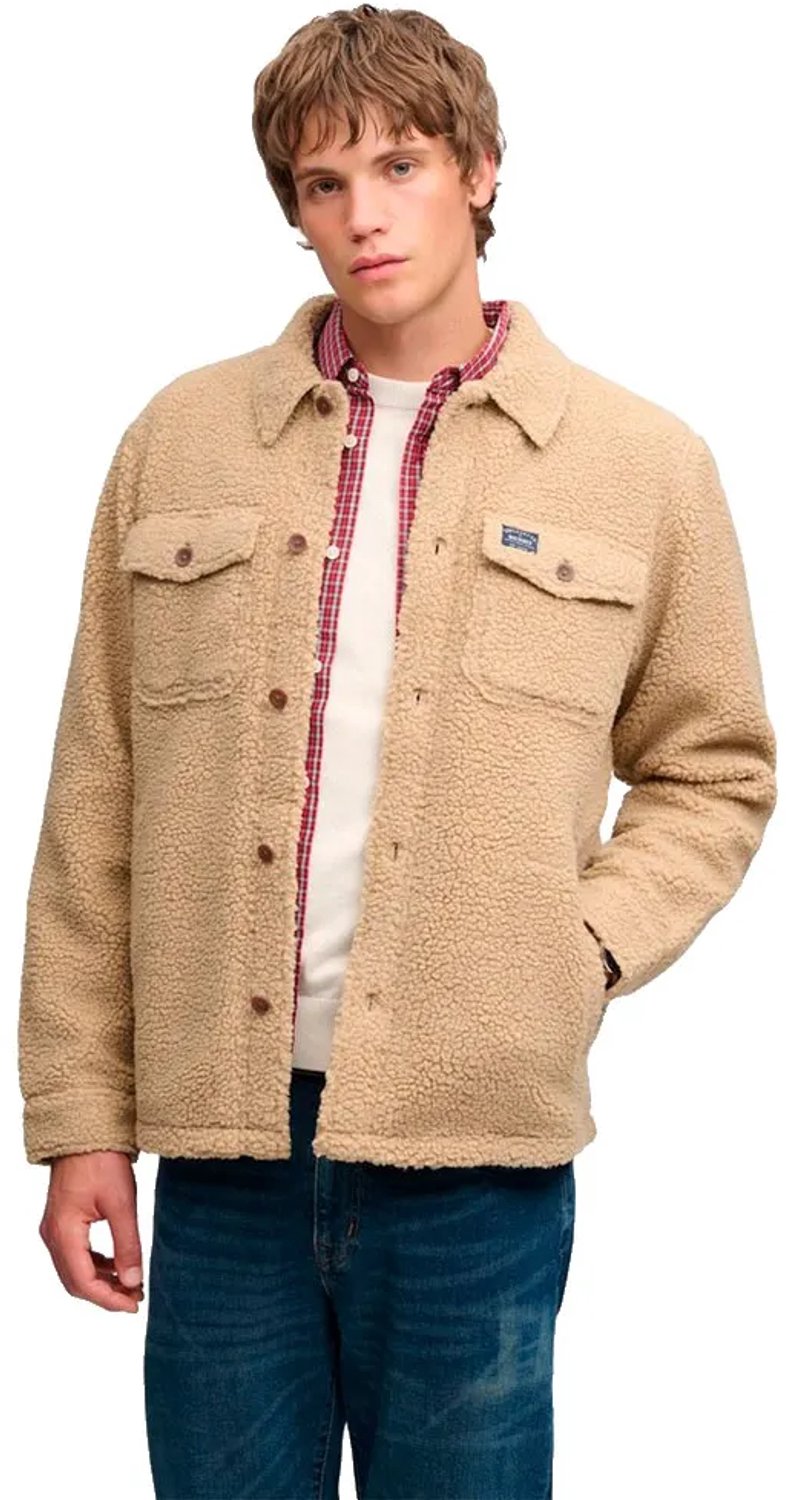 Superdry Retro Fleece Overshirt Heren Lange mouwen shirts Bruin