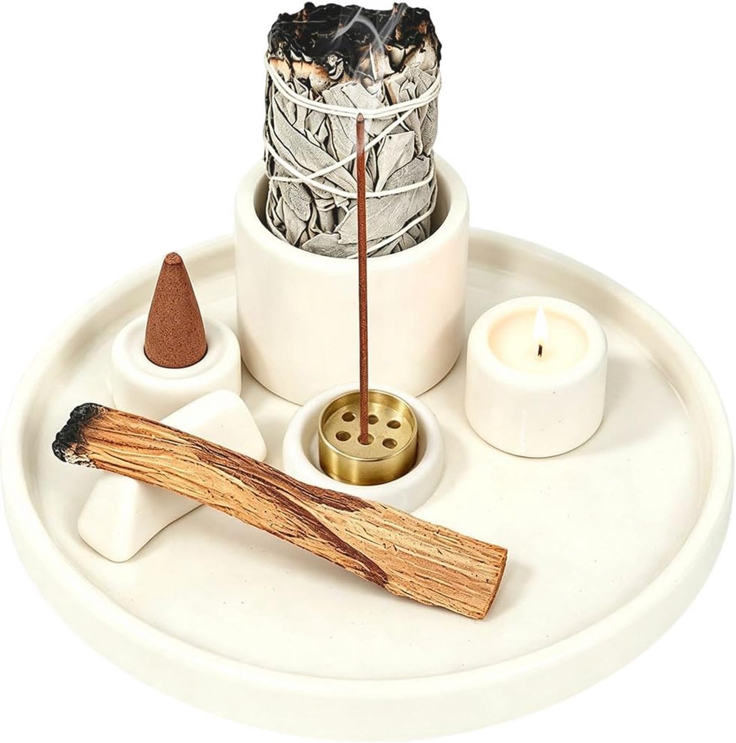 Wierookstokhouder 5-in-1 - keramische wierookschaal - veelzijdig gebruik - voor rituelen - Vemera