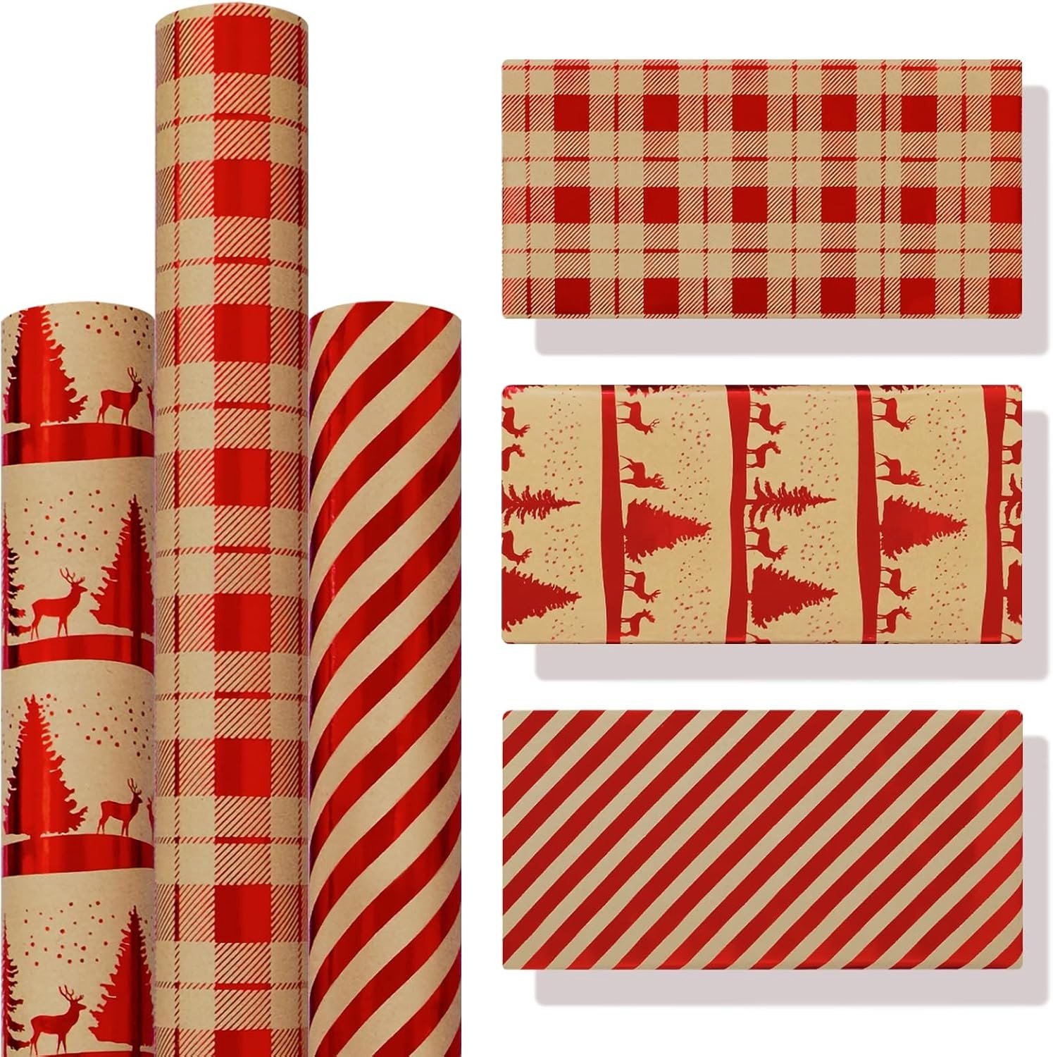Kerst Inpakpapierrol - Bruin - 43 cm x 3 m - Recyclebaar Kraftpapier - Voor Geschenken en Feestdecoratie