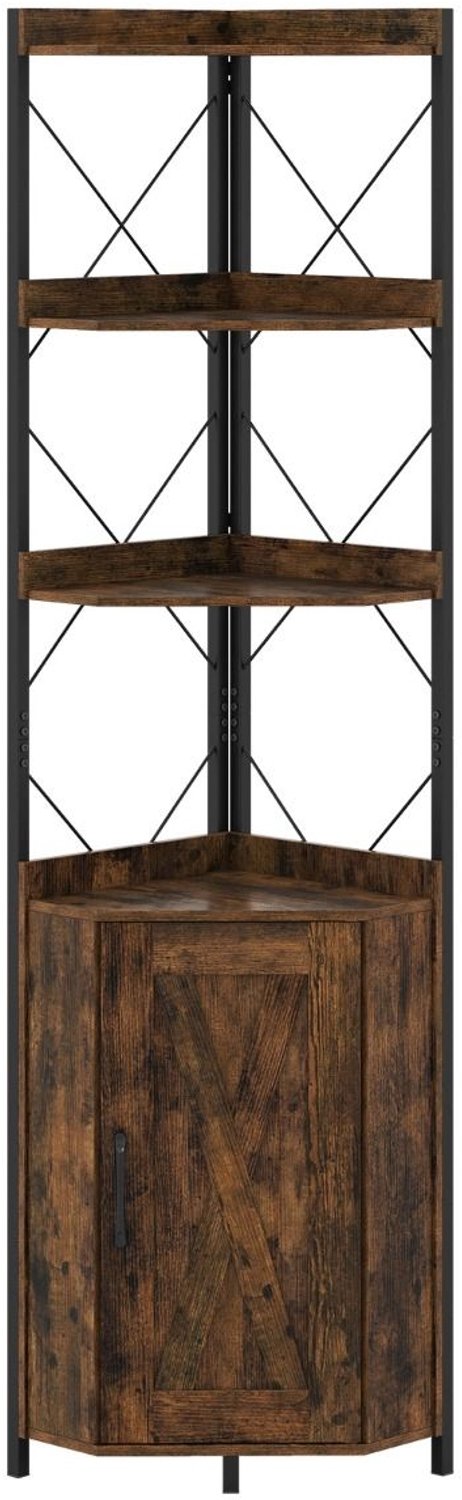 SureDeal® - Opbergrek - Hoekmeubel - Opbergruimte Hoekkast Hoog - 38x38x180 cm - Koffiebruin