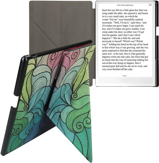 kwmobile e-reader hoesje geschikt voor Pocketbook InkPad One hoes - Ereader flip case met standaard - E reader cover van kunstleer - In roze / blauw / groen — afbeelding 4