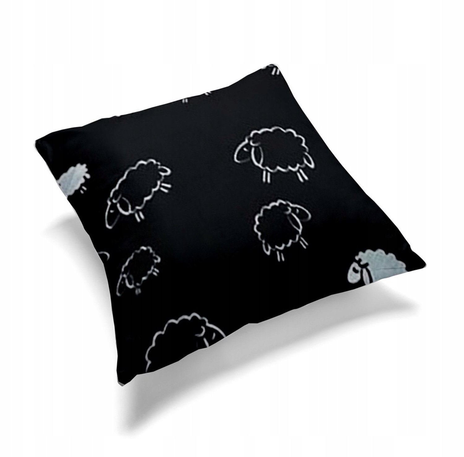 Dekoratieve Kussensloop 40x40cm - 100% Katoen met Zwart Lammetjes Patroon