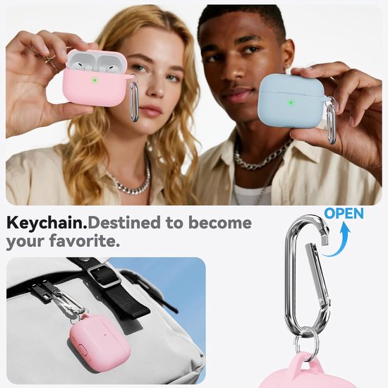 Compatible with AirPods Pro 3 Case - Sky Blue | Silicone Protective Case Cover for Apple Air Pod Pro 3rd (2025), Unisex Design, with Cleaning Kit — afbeelding 4