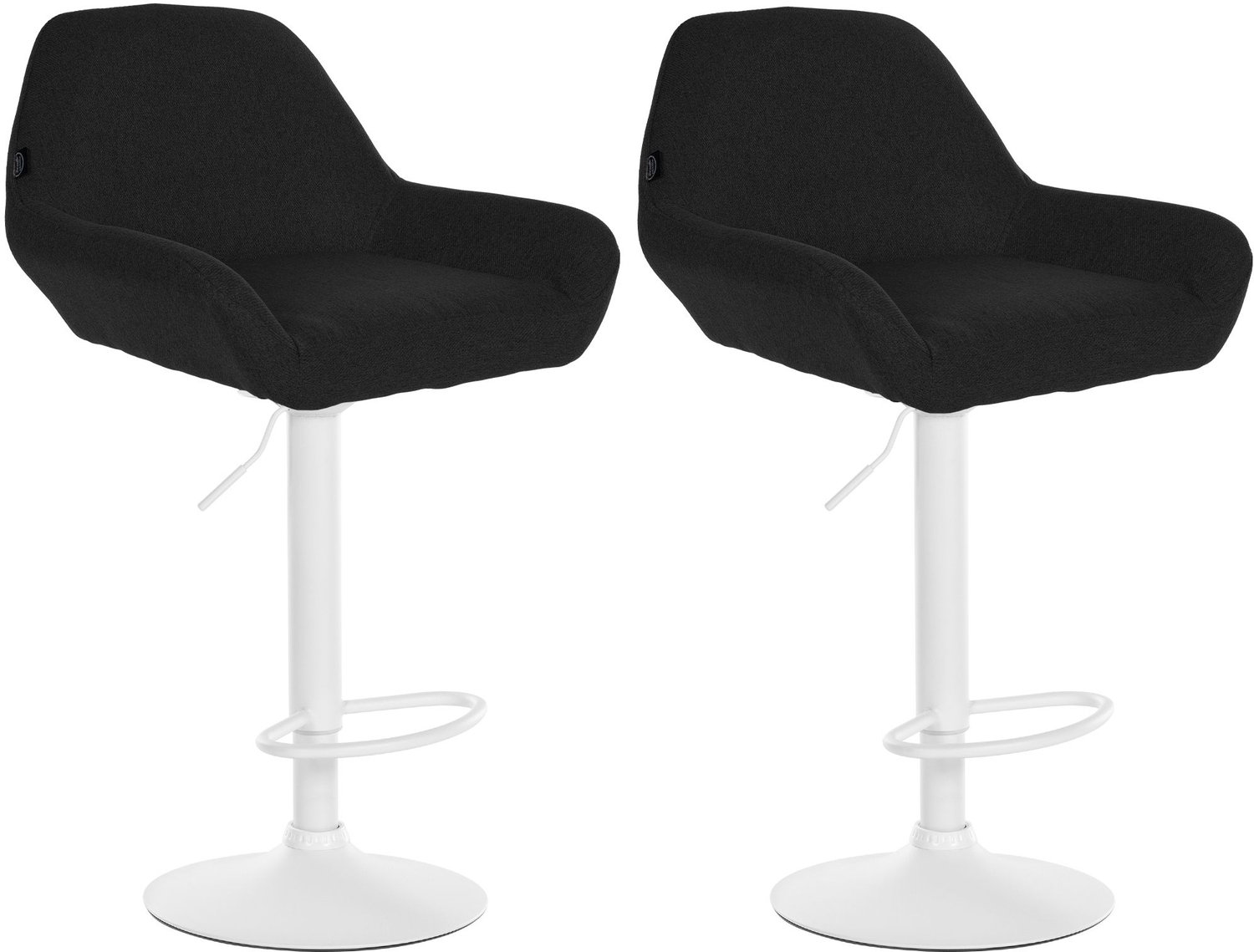 Luxe Comfort Barkruk - Set van 2 - Verstelbaar - Stof - Zwart wit/zwart