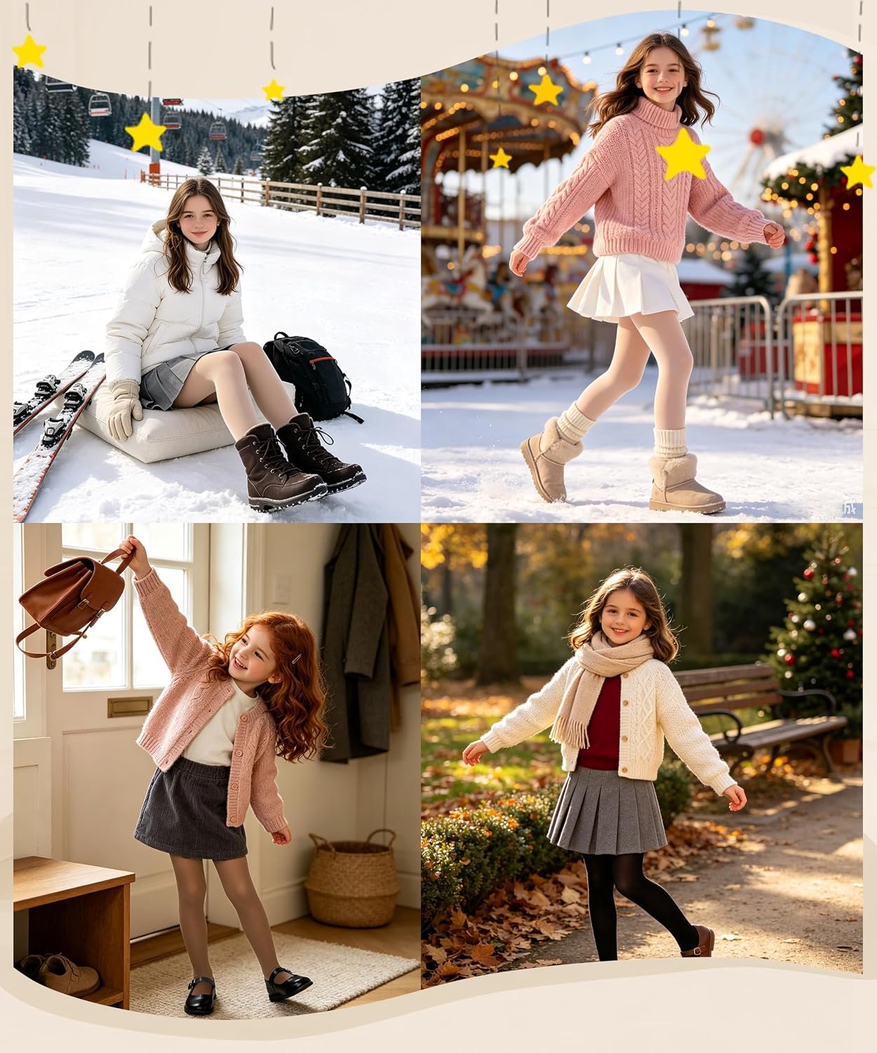 Maillots Meisjes Thermisch met Fleece Warm en Opaak