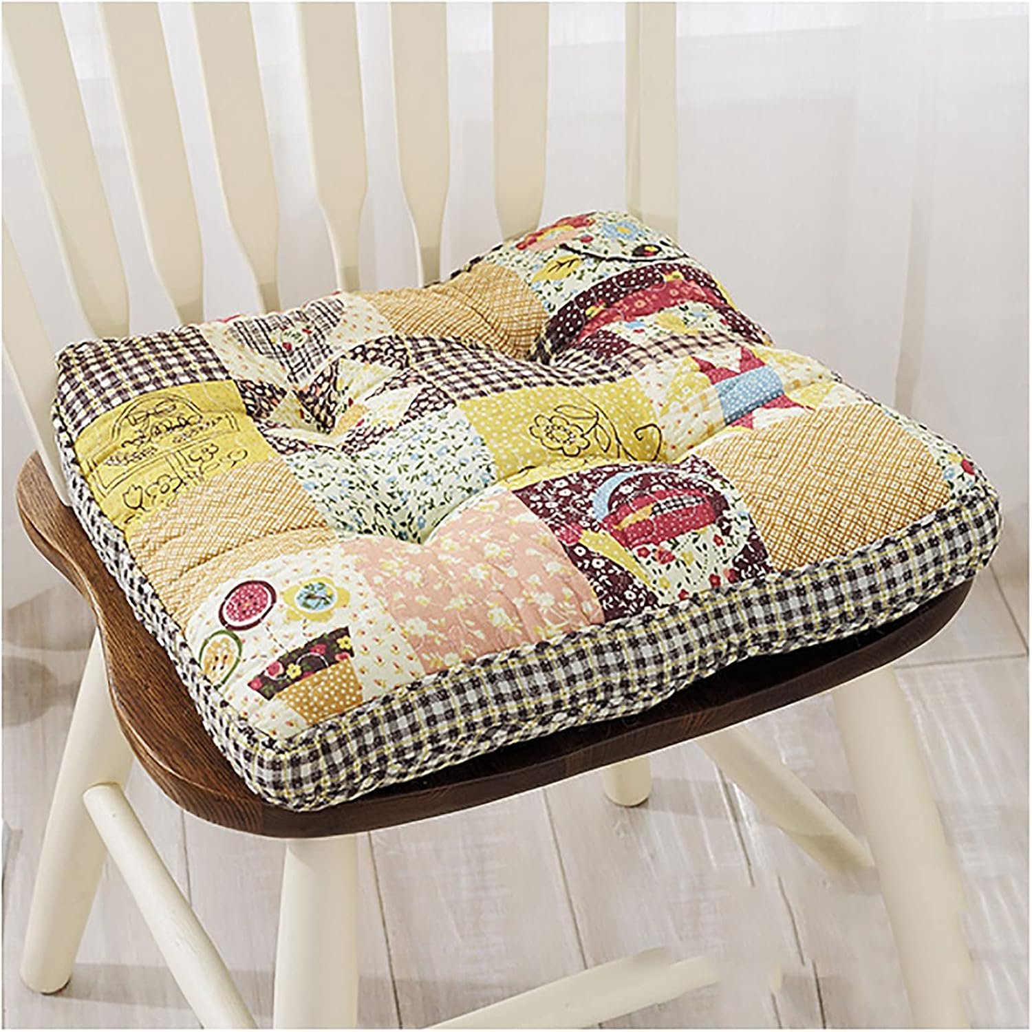 Tuin Keuken Stoel Kussen/PP katoen Stoel Pad/Stoel Pads met Riemen/Zitkussens voor Eetkamerstoel/Bureaustoelkussen/Meerdere Kleuren-Koffie 40x40x5cm (15.7x15.7x