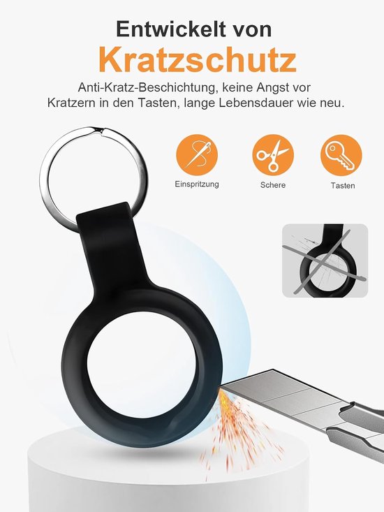 Hoesjes voor Chipolo anti-verlies tracker, siliconen hoes met grote gaten (geschikt voor ouderen, huisdieren, rugzak, bagage, kinderen, sleutel), krasbestendig, zwart — afbeelding 5