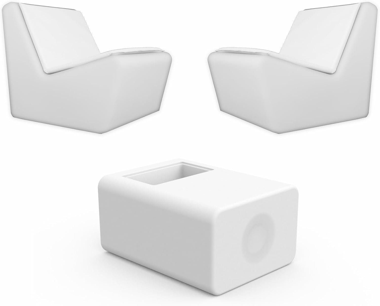 Salontafel 30 cm hoge tafel voor binnen en buiten, decoratie voor terras en tuin (wit, zonder verlichting)