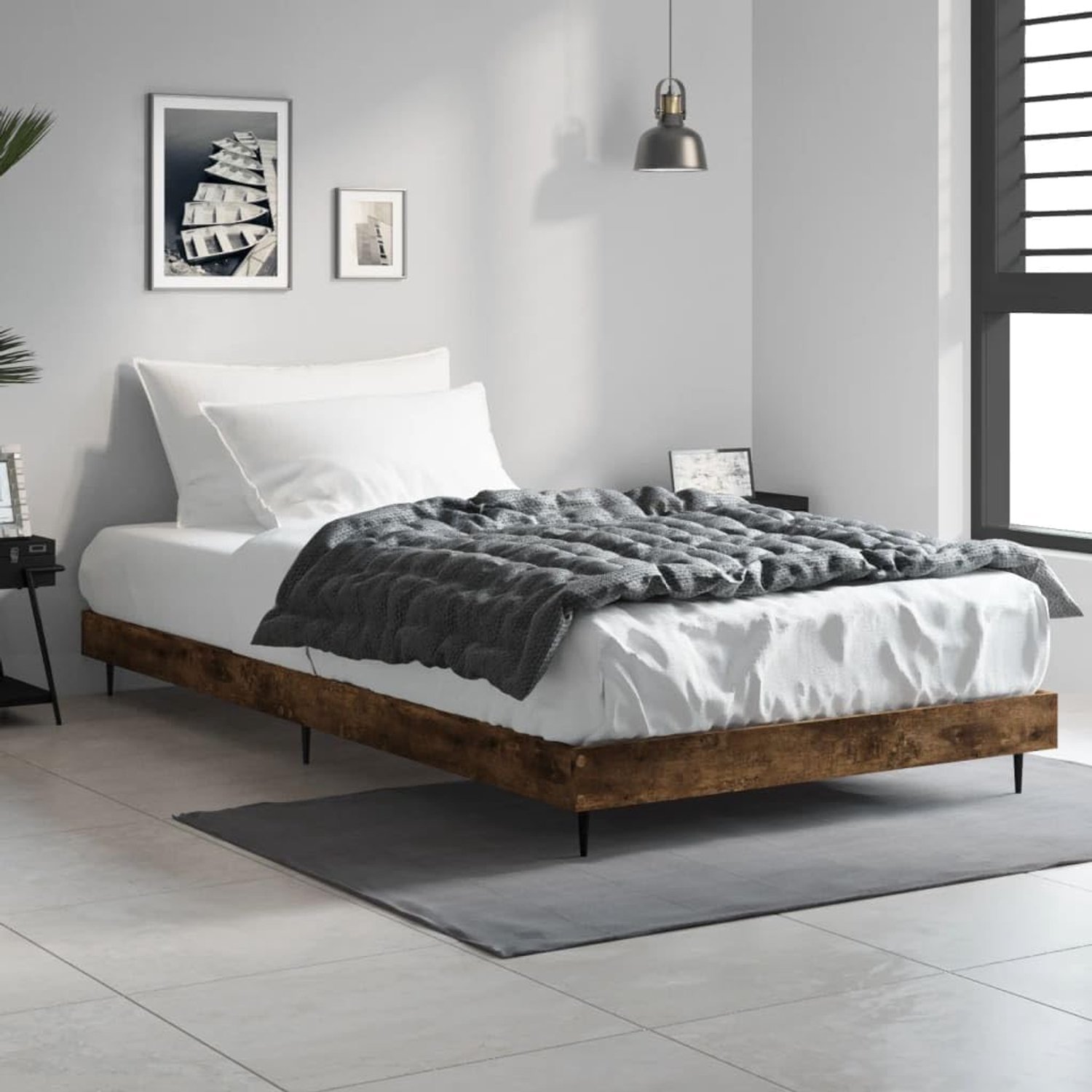 Hout Metalen poten Gerookt eiken 100x200 cm