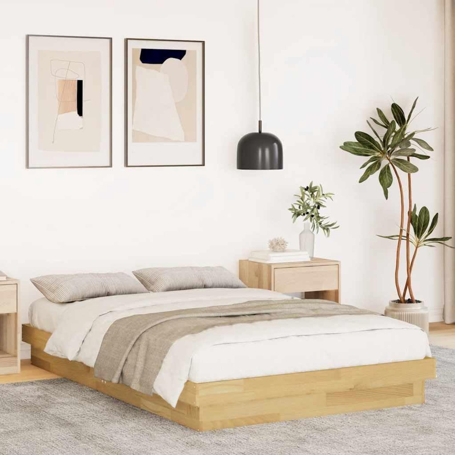 Eikenhouten bedframe Laag vloerbed 120x200 cm