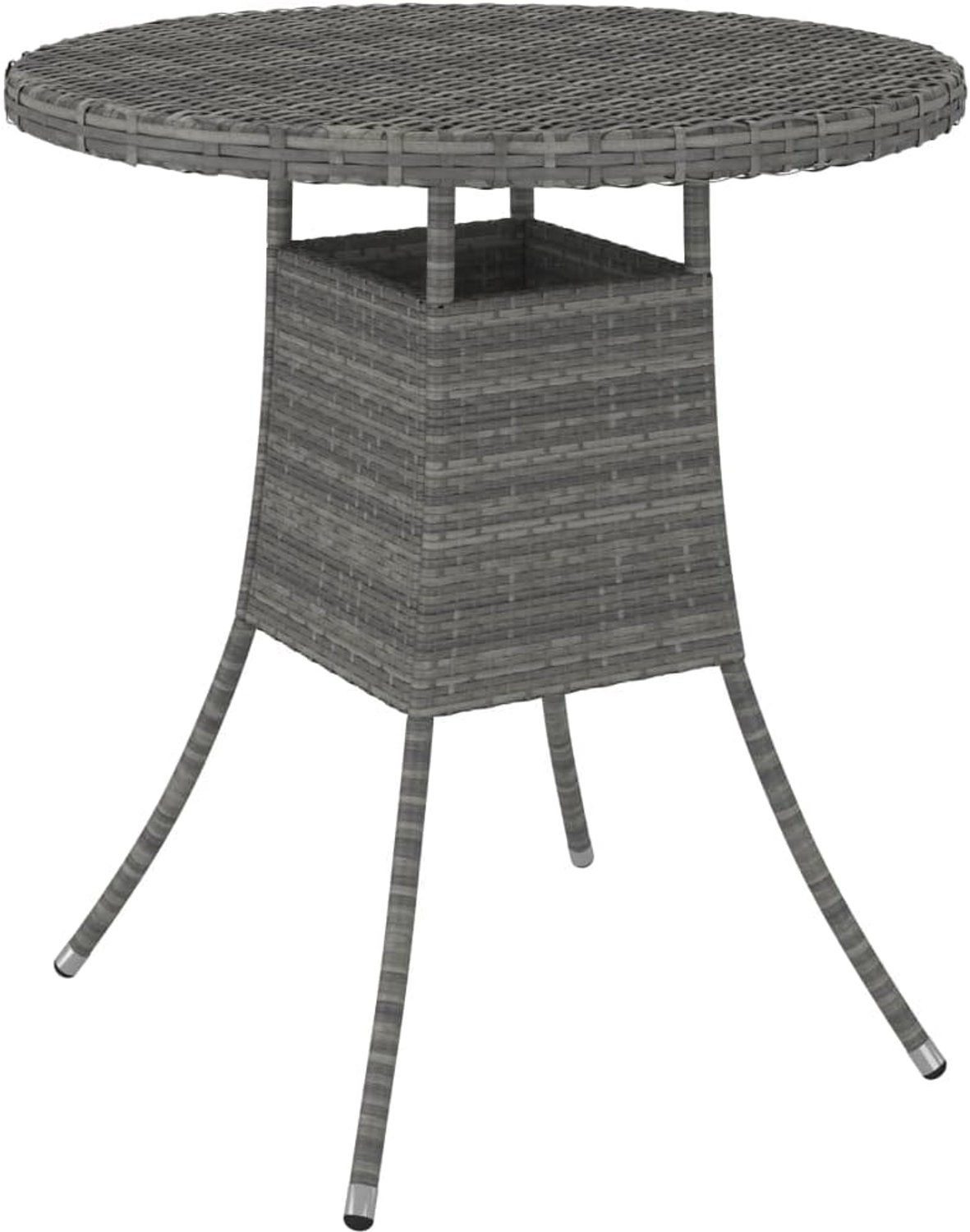 70x70x73 cm poly rattan grijs zithoek buitentafel voor tuin balkon terras eettafel weerbestendig stevig tafelblad