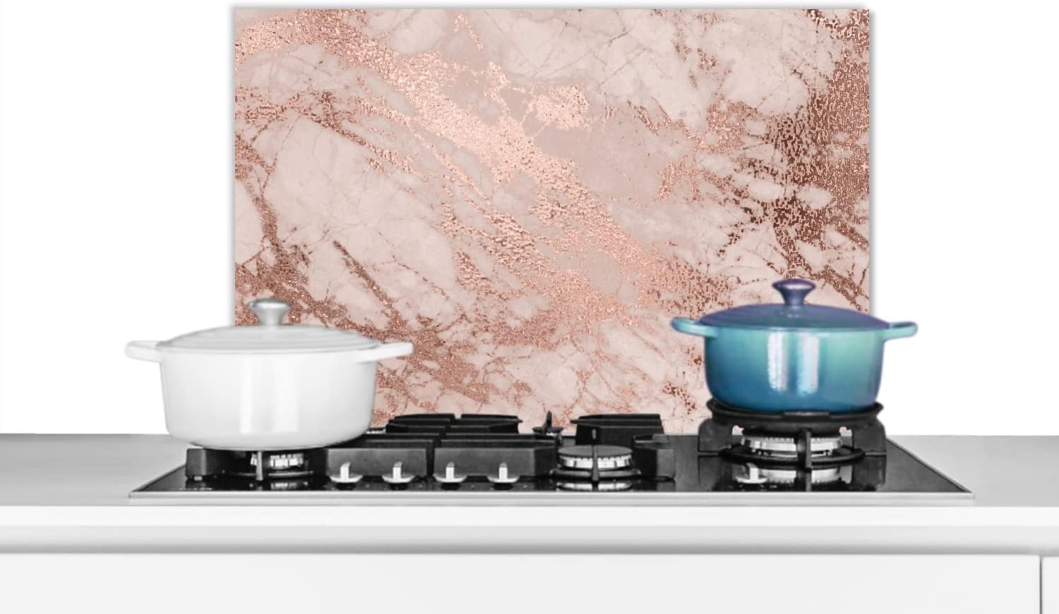 Spatscherm Keuken - 60x40 cm - Marmer - Roze - Luxe - Marmerlook - Glitter - Design